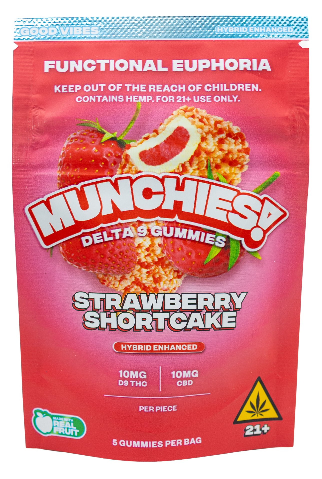 Munchies Functional Euphoria D9 gummies 5pc Strawberry ShortCake Hybrid